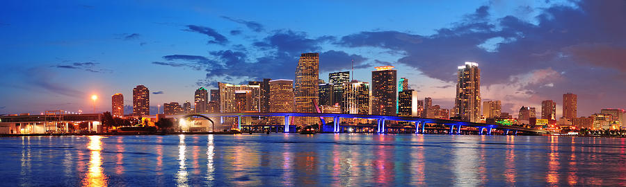 Miami night scene #12 Photograph by Songquan Deng