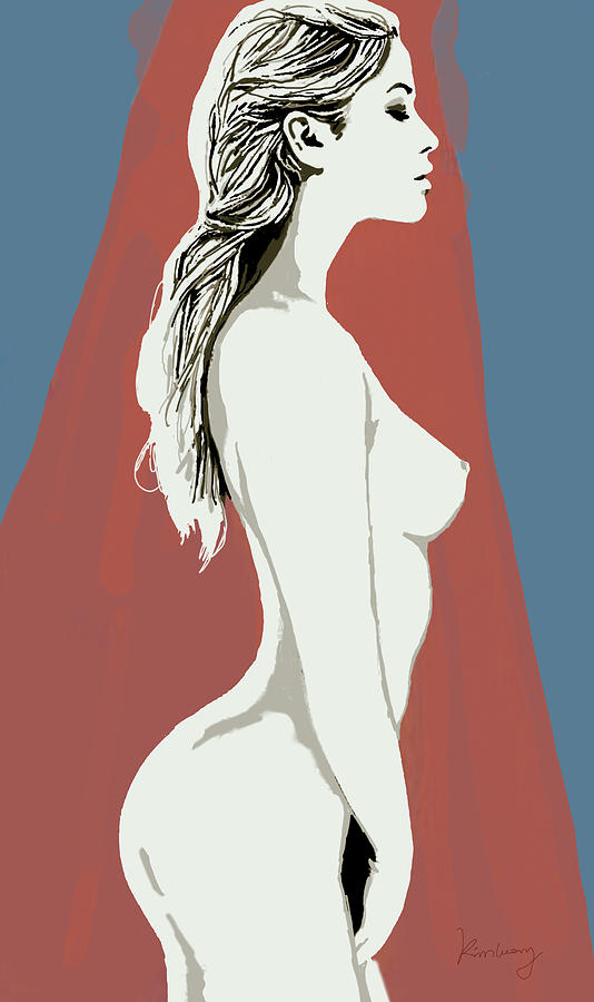 Portrait Drawing - Nude pop stylised art poster #12 by Kim Wang
