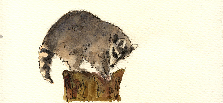 Wildlife Painting - Raccoon #12 by Juan  Bosco