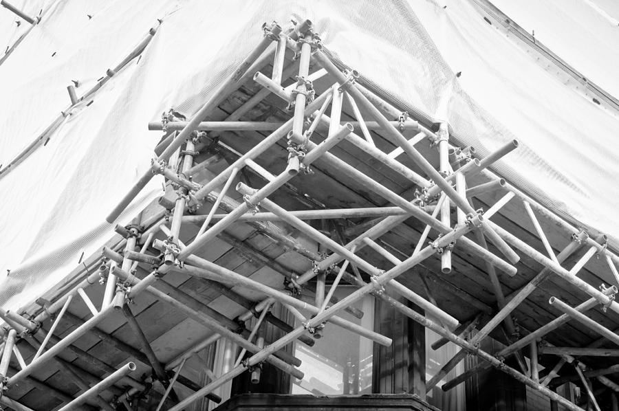 Black And White Photograph - Scaffolding #12 by Tom Gowanlock