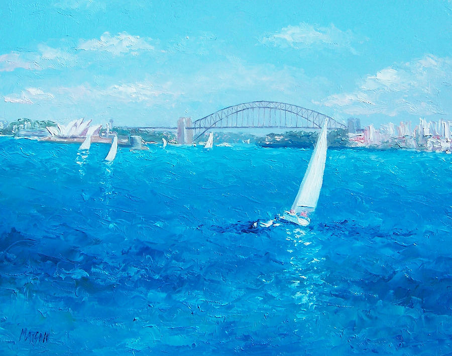 Sydney Harbour Painting - Sydney Harbour Sail Boats and the Opera House by Jan Matson by Jan Matson