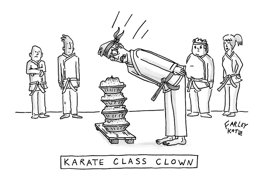 Karate Class Clown Drawing by Farley Katz