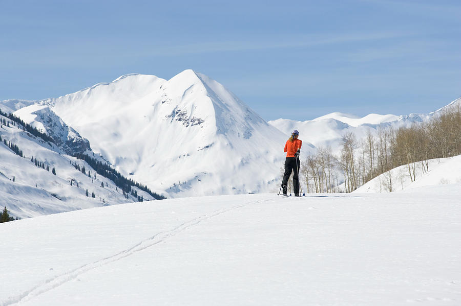 Winter Photograph - Woman Cross Country Skiing, Colorado #12 by J.C. Leacock