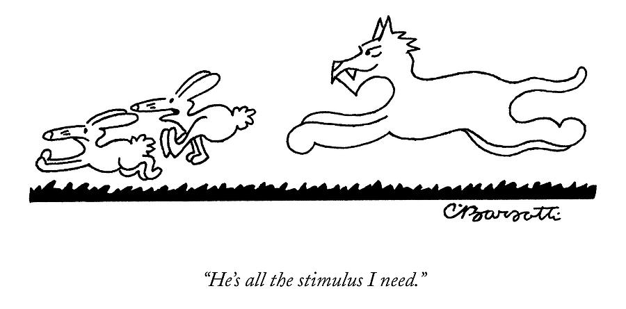 Hes All The Stimulus I Need Drawing by Charles Barsotti