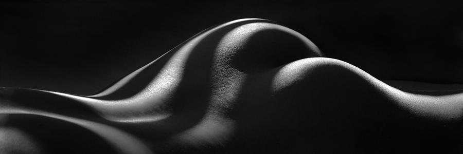 1220 Zebra Striped Nude Back and Bottom Fine Art BW Nude 1 to 3 Ratio Photograph by Chris Maher