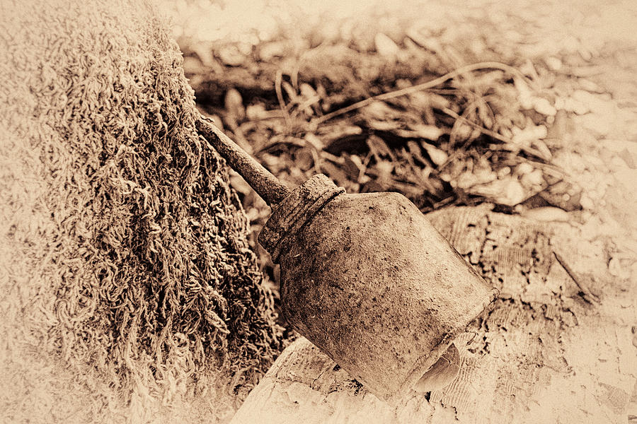 Sepia Oil Can Photograph by Betty Depee