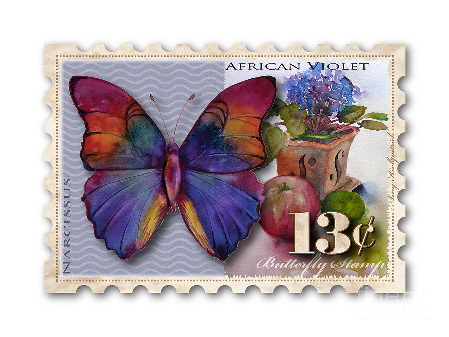 Butterfly Painting - 13 Cent Butterfly Stamp by Amy Kirkpatrick