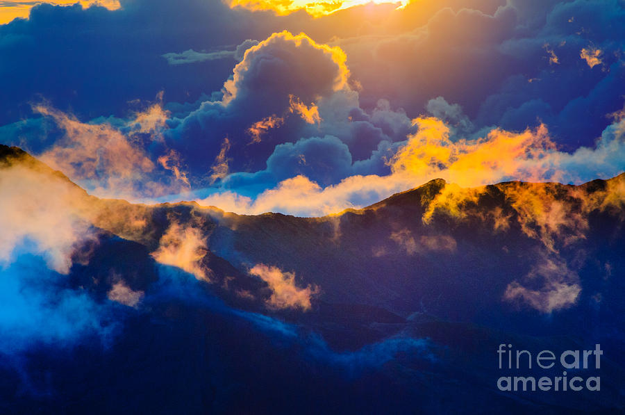 Clouds at sunrise over Haleakala Crater Maui Hawaii USA #13 Photograph by Don Landwehrle