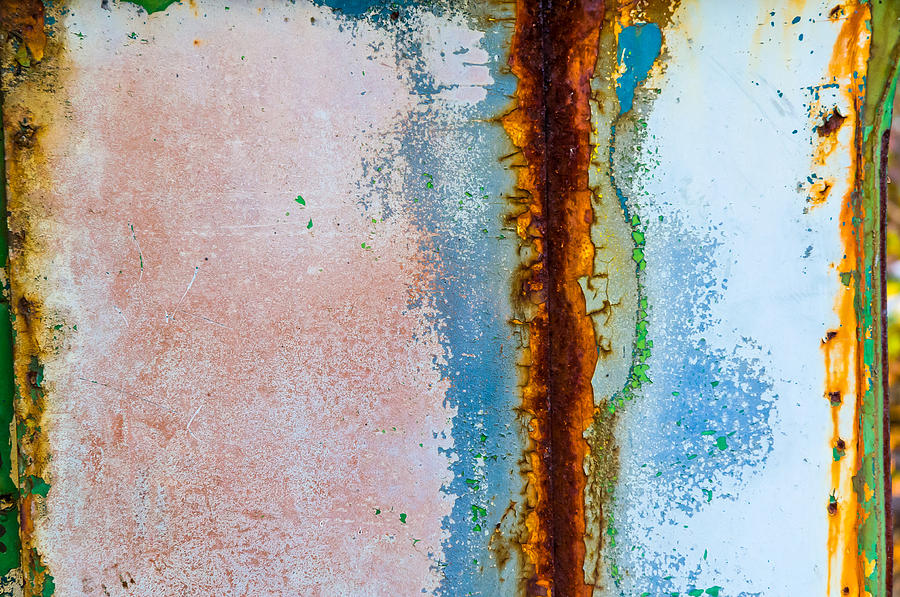 Abstract Photograph - Colored Rust Metal #13 by Alain De Maximy