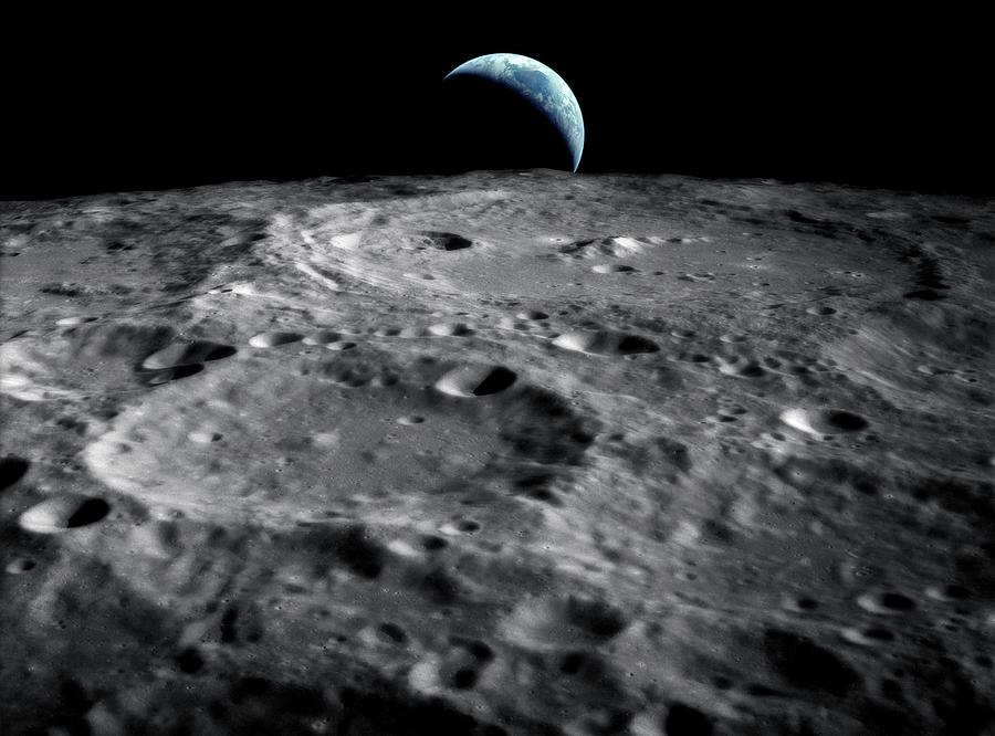 Earthrise Over The Moon #13 Photograph by Detlev Van Ravenswaay