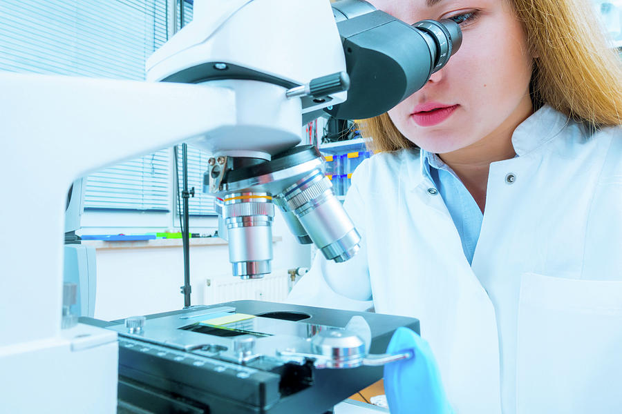 Girl Using Microscope Photograph by Wladimir Bulgar/science Photo ...