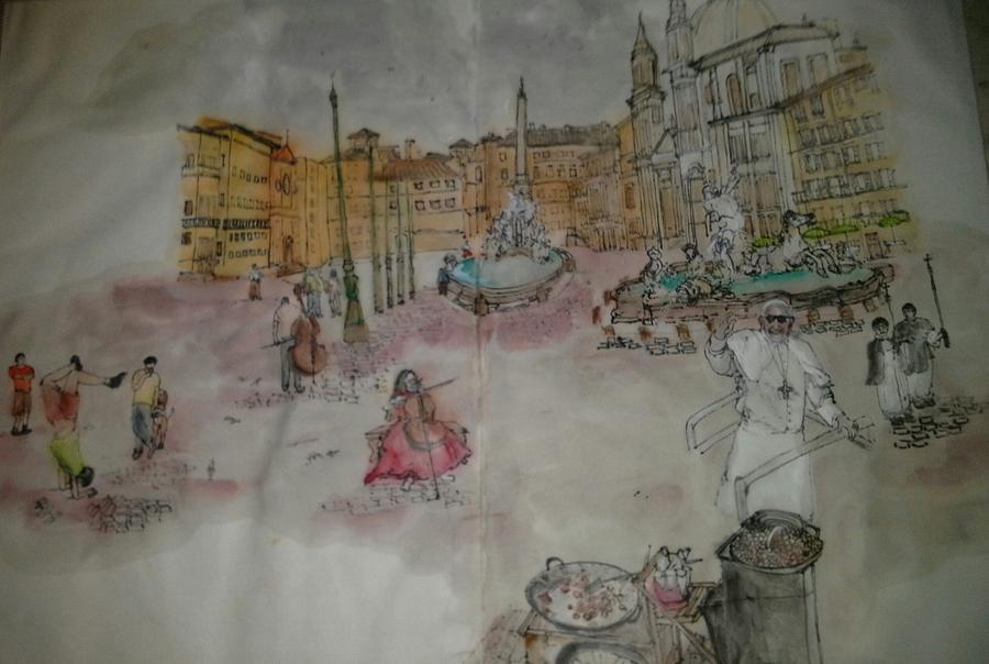 Italian story album #13 Painting by Debbi Saccomanno Chan