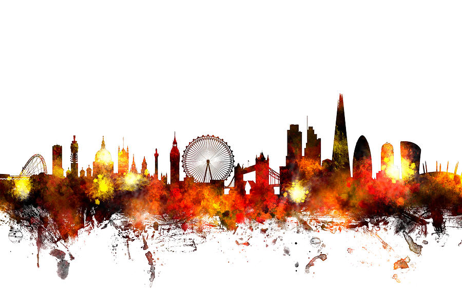 London Digital Art - London England Skyline #13 by Michael Tompsett