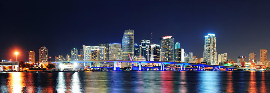 Miami night scene #13 Photograph by Songquan Deng