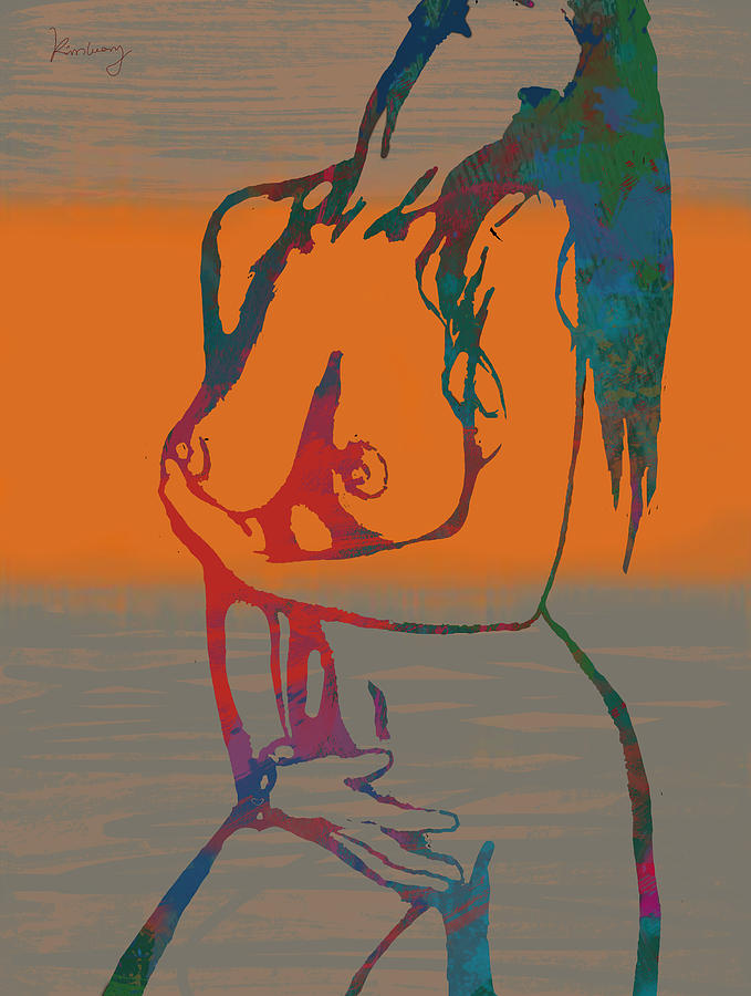 Portrait Drawing - Nude pop stylised art poster #13 by Kim Wang