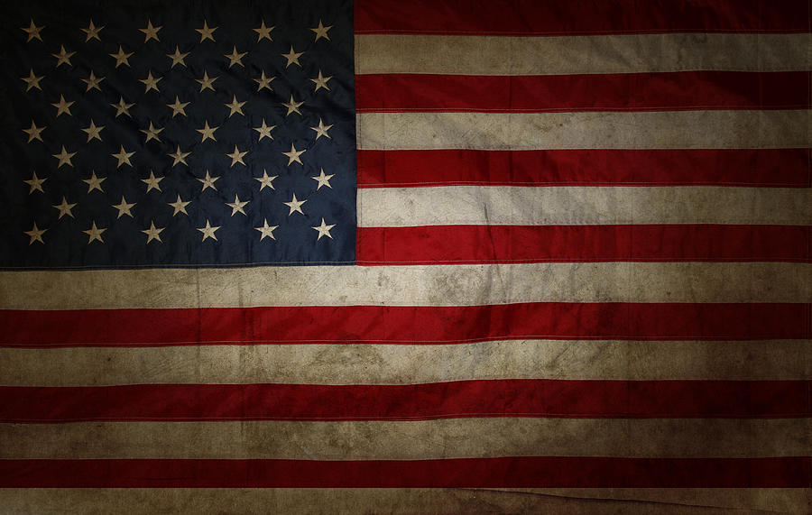 Vintage Photograph - American flag 56 by Les Cunliffe