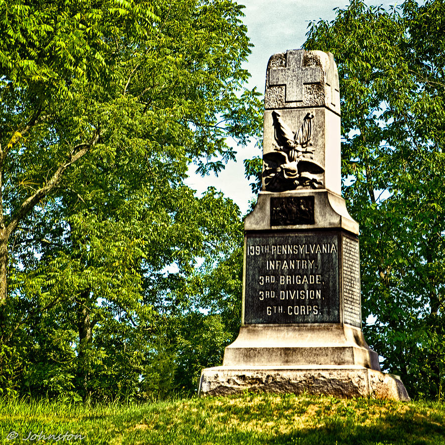 Gettysburg National Park Photograph - 139th Pennsylvania Infantry Memorial Gettysburg Battleground by Bob and Nadine Johnston