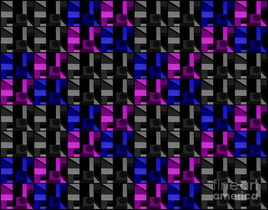 Tiled Graphics Blue Pink and Black Digital Art by Barbara A Griffin