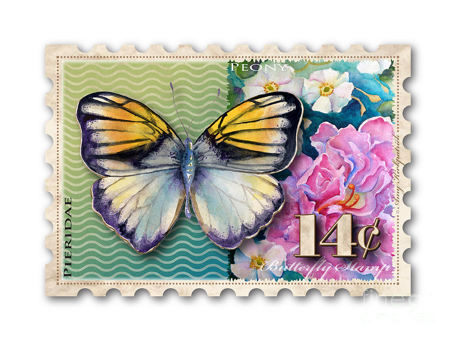 Butterfly Painting - 14 Cent Butterfly Stamp by Amy Kirkpatrick
