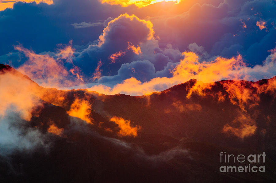 Clouds at sunrise over Haleakala Crater Maui Hawaii USA #14 Photograph by Don Landwehrle