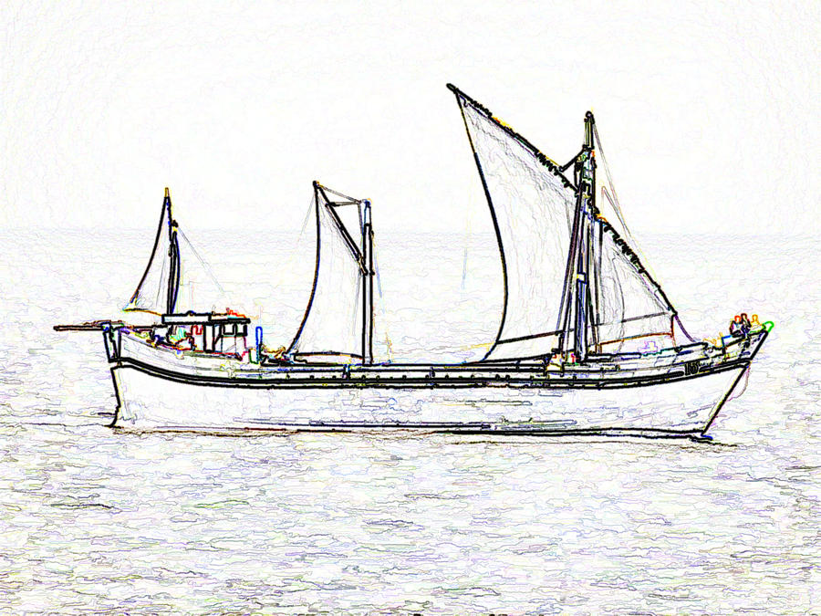 Fishing vessel in the Arabian sea #14 Digital Art by Ashish Agarwal