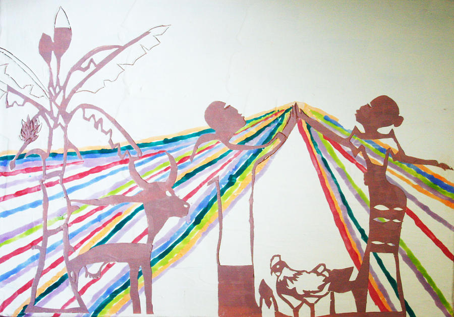 Kintu and Nambi #14 Painting by Gloria Ssali