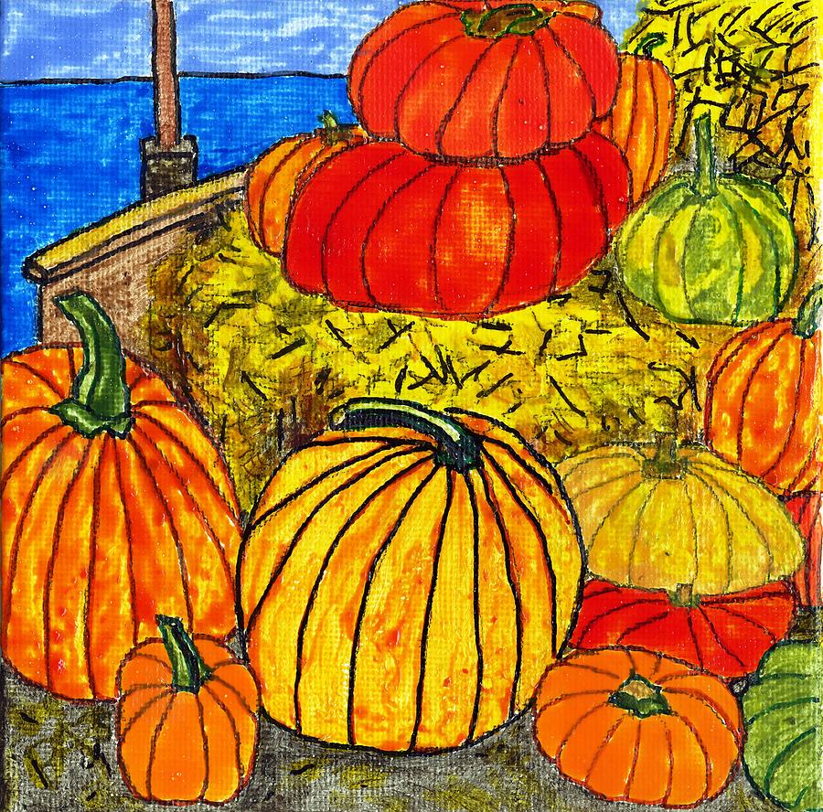 14 Pumpkins Painting by Phil Strang
