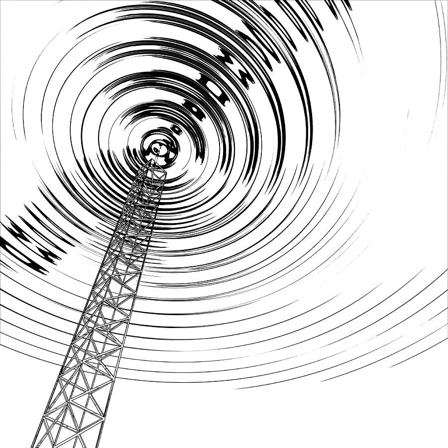 Black And White Photograph - Radio Communications Tower #14 by Russell Kightley