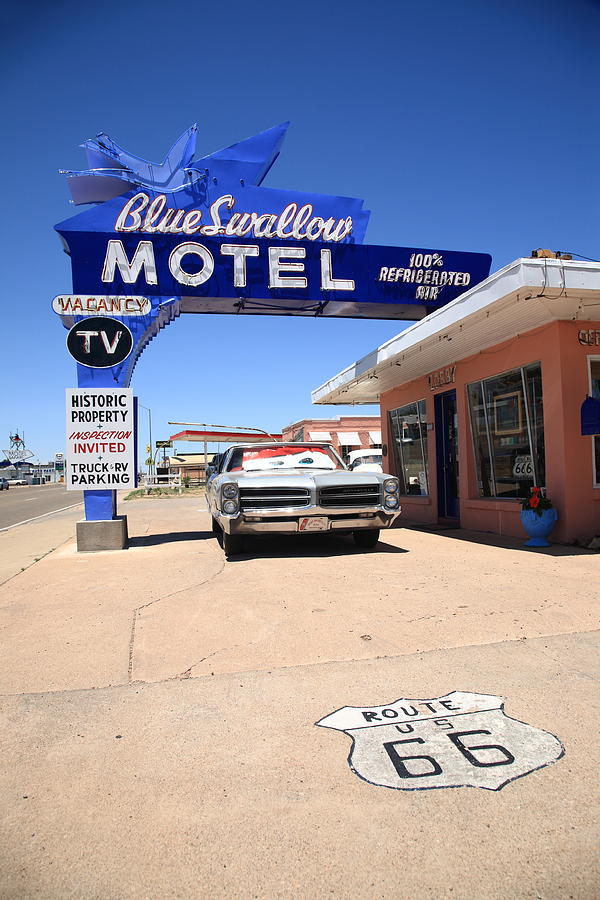 Route 66 - Blue Swallow Motel Photograph by Frank Romeo