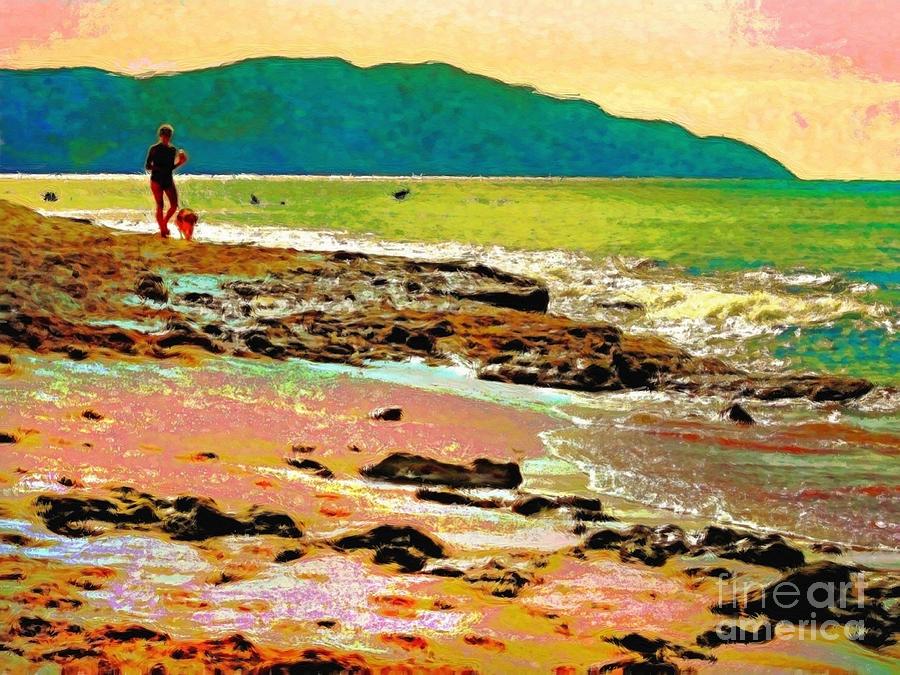H Beach Walk at Cane Bay - Horizontal  Painting by Lyn Voytershark