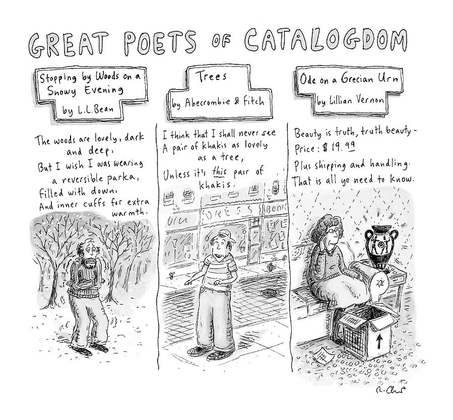 Great Poets Of Catalogdom Drawing by Roz Chast