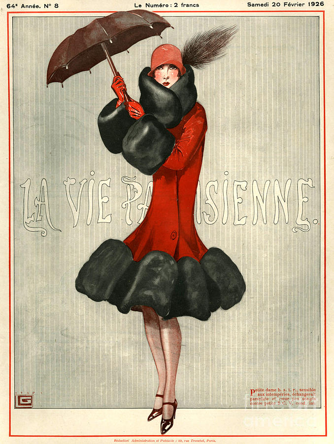 Winter Drawing - 1920s France La Vie Parisienne Magazine #142 by The Advertising Archives