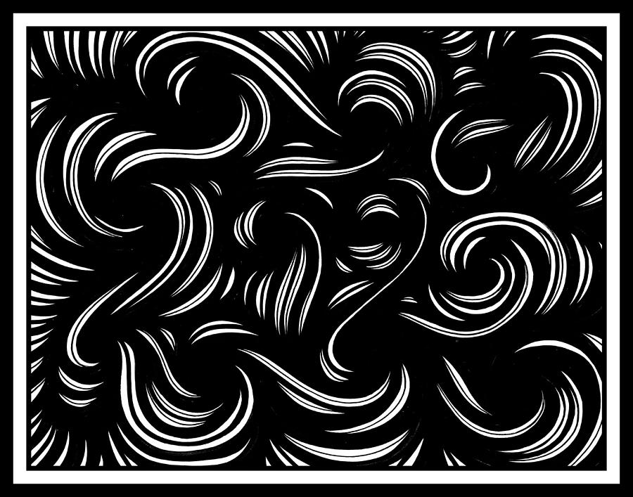 Effervescent Abstract Black and White Drawing by Eddie Alfaro