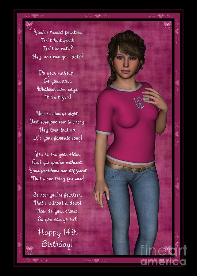 14th Birthday Girl Digital Art By Jh Designs