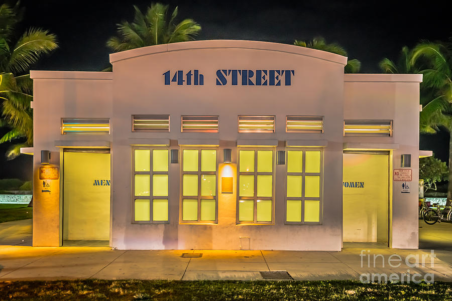 Miami Photograph - 14th Street Art Deco Toilet Block SOBE Miami by Ian Monk