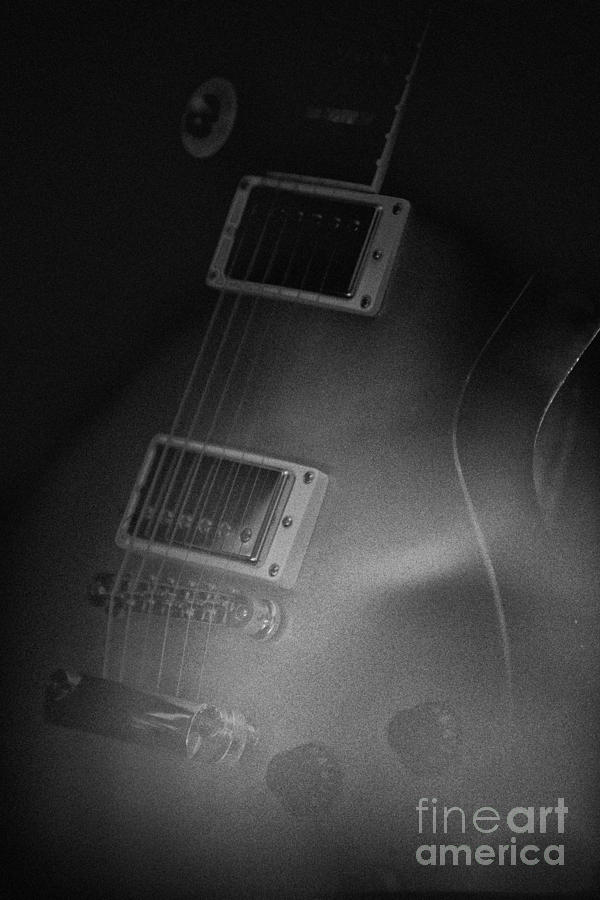 Abstract Photograph - Electric Guitar Black and White Artistic Image #15 by Jani Bryson