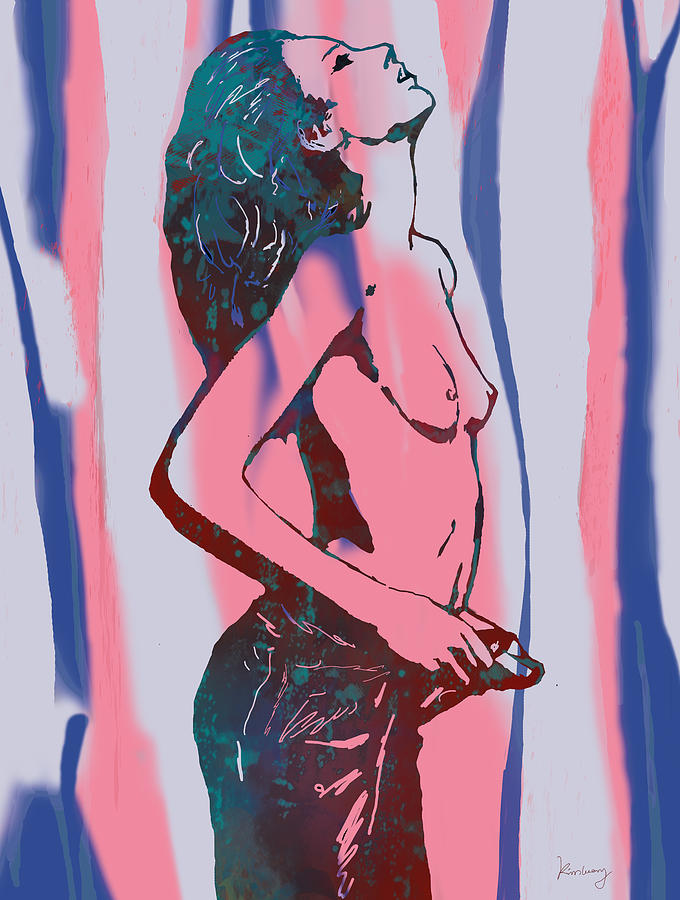 Portrait Drawing - Nude pop stylised art poster #15 by Kim Wang