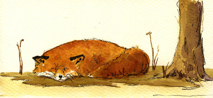 Wildlife Painting - Red Fox #15 by Juan  Bosco