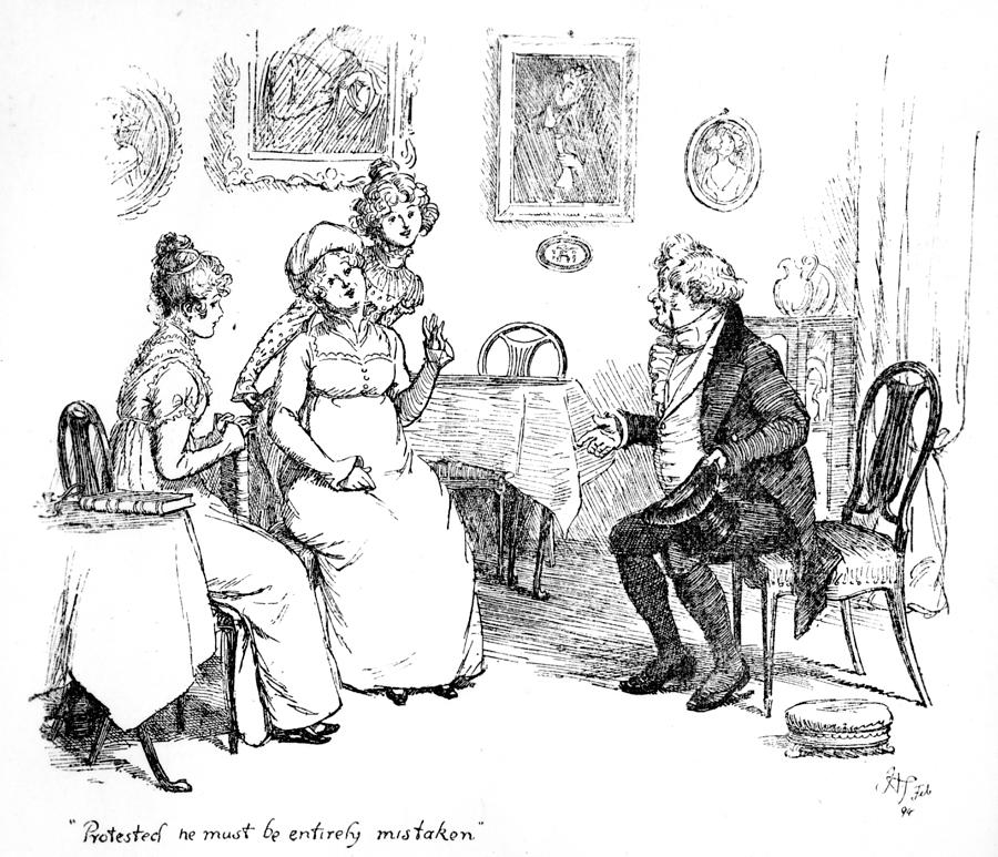 Book Drawing - Scene from Pride and Prejudice by Jane Austen by Hugh Thomson