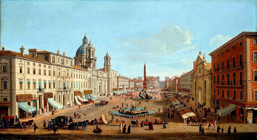 Rome Piazza Navona Painting by MotionAge Designs