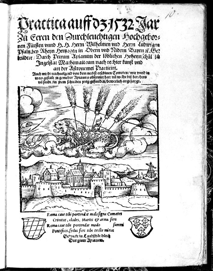1532 Woodcut Of Halleys Comet Photograph by Crawford Library/royal Observatory, Edinburgh/ Science Photo Library