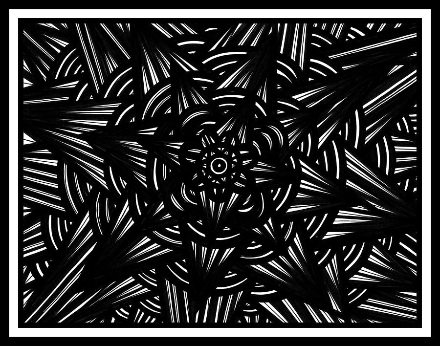 Black And White Drawing - Bucolic Abstract Black and White by Eddie Alfaro