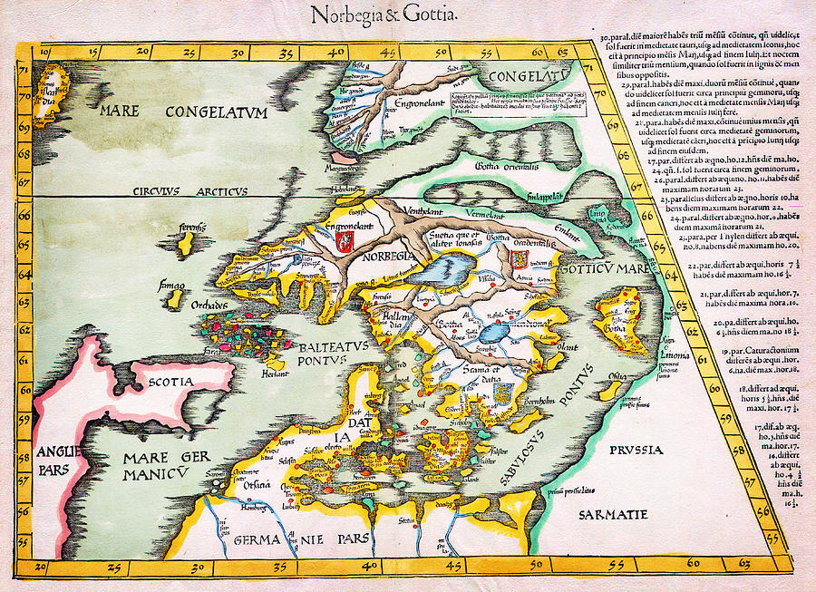 1541 WALDSEEMULLER Map of Scandinavia Norbegia Gottia Geographicus NorbegiaGottia waldseemuller 1541 Painting by MotionAge Designs