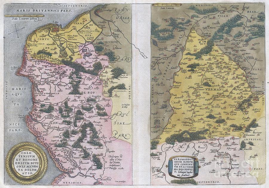 1579 Ortelius Map of Calais and Vermandois France and Vicinity Photograph by Paul Fearn