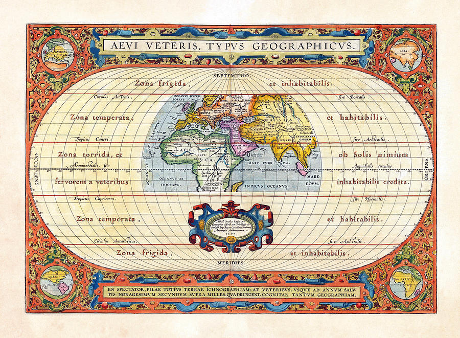1590 Historical World Rare Map Aevi Veteris Typus Geographicus Photograph by Karon Melillo DeVega