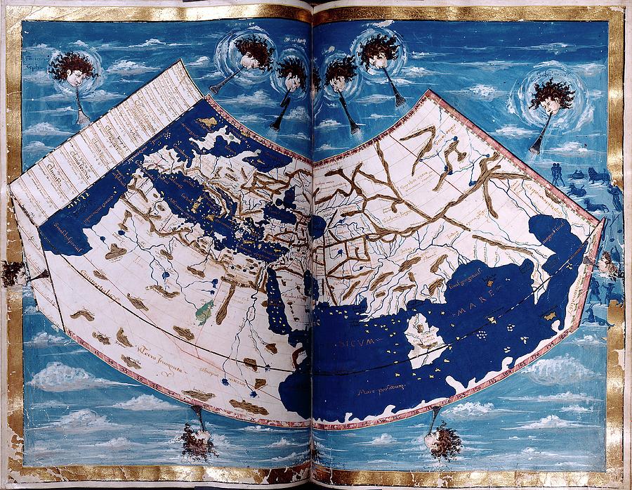 15th Century Map Photograph by Renaissance And Medieval Manuscripts Collection/new York Public Library