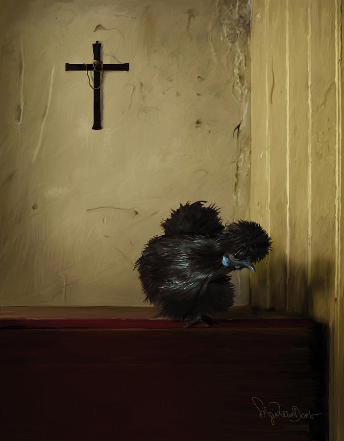 Chicken Digital Art - 16. Black Silkie by Sigrid Van Dort Chicken Digital Art - 16. Black Silkie by Sigrid Van Dort