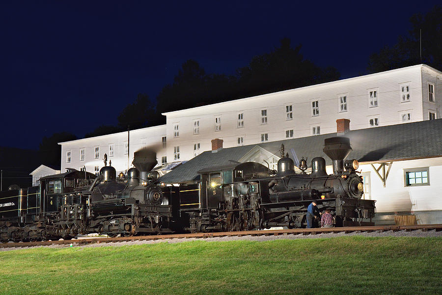 Night Shot Photograph - Cass Scenic Railroad #15 by Mary Almond