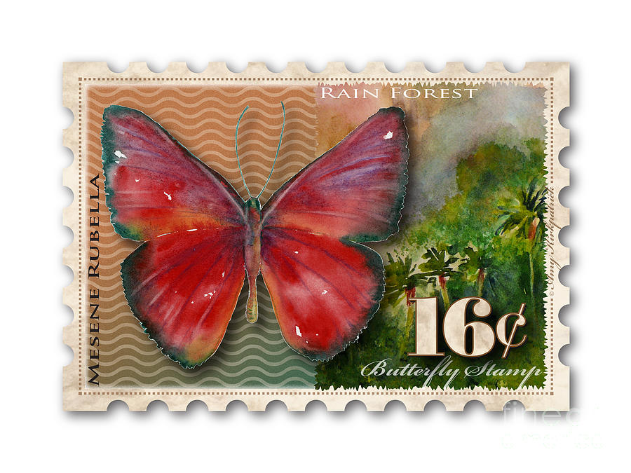 16 Cent Butterfly Stamp Painting