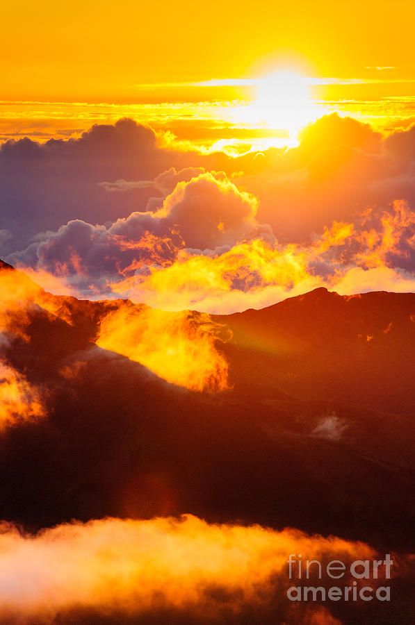 Clouds at sunrise over Haleakala Crater Maui Hawaii USA #16 Photograph by Don Landwehrle